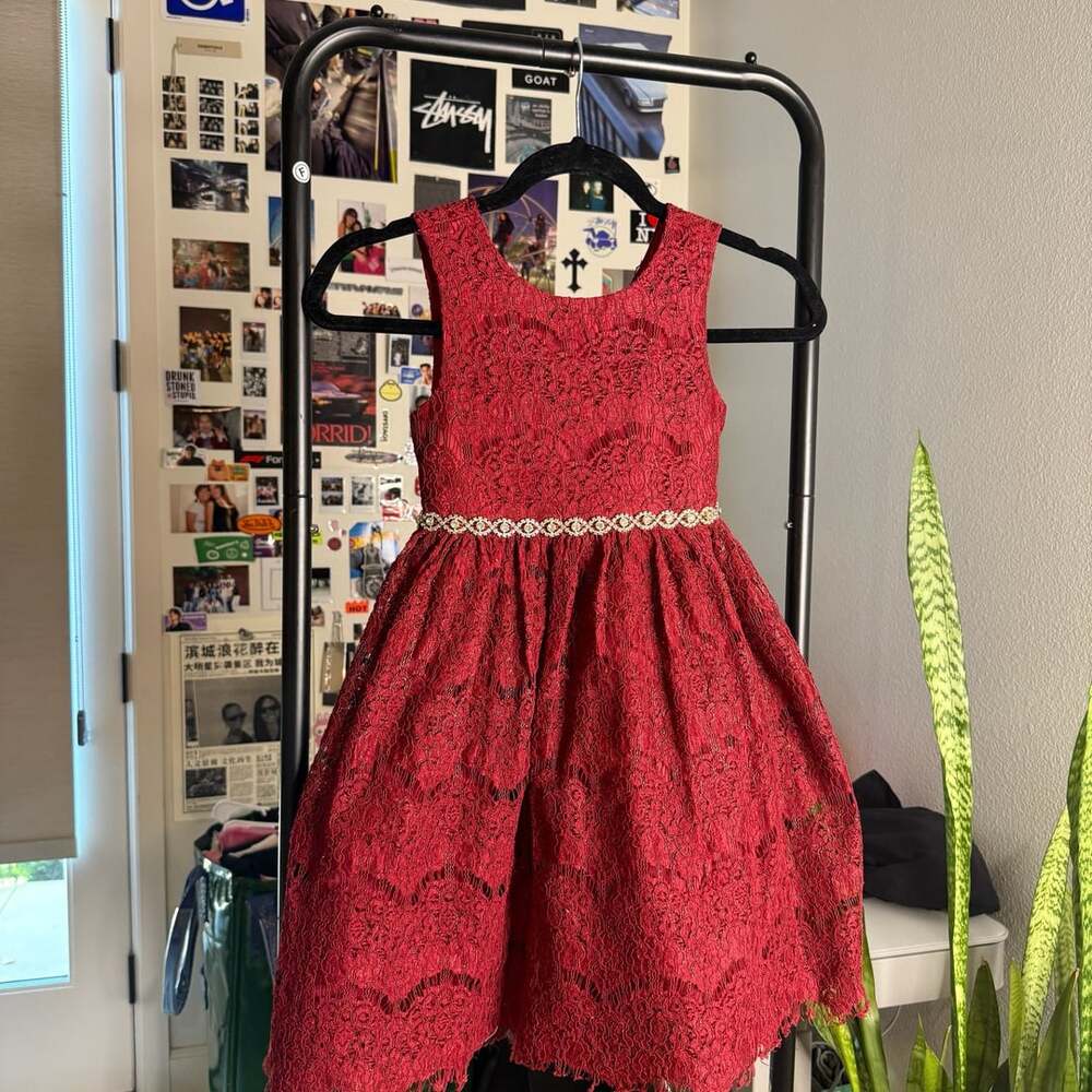 American Princess Girls Burgundy Party Dress Size 6 Formal Holiday